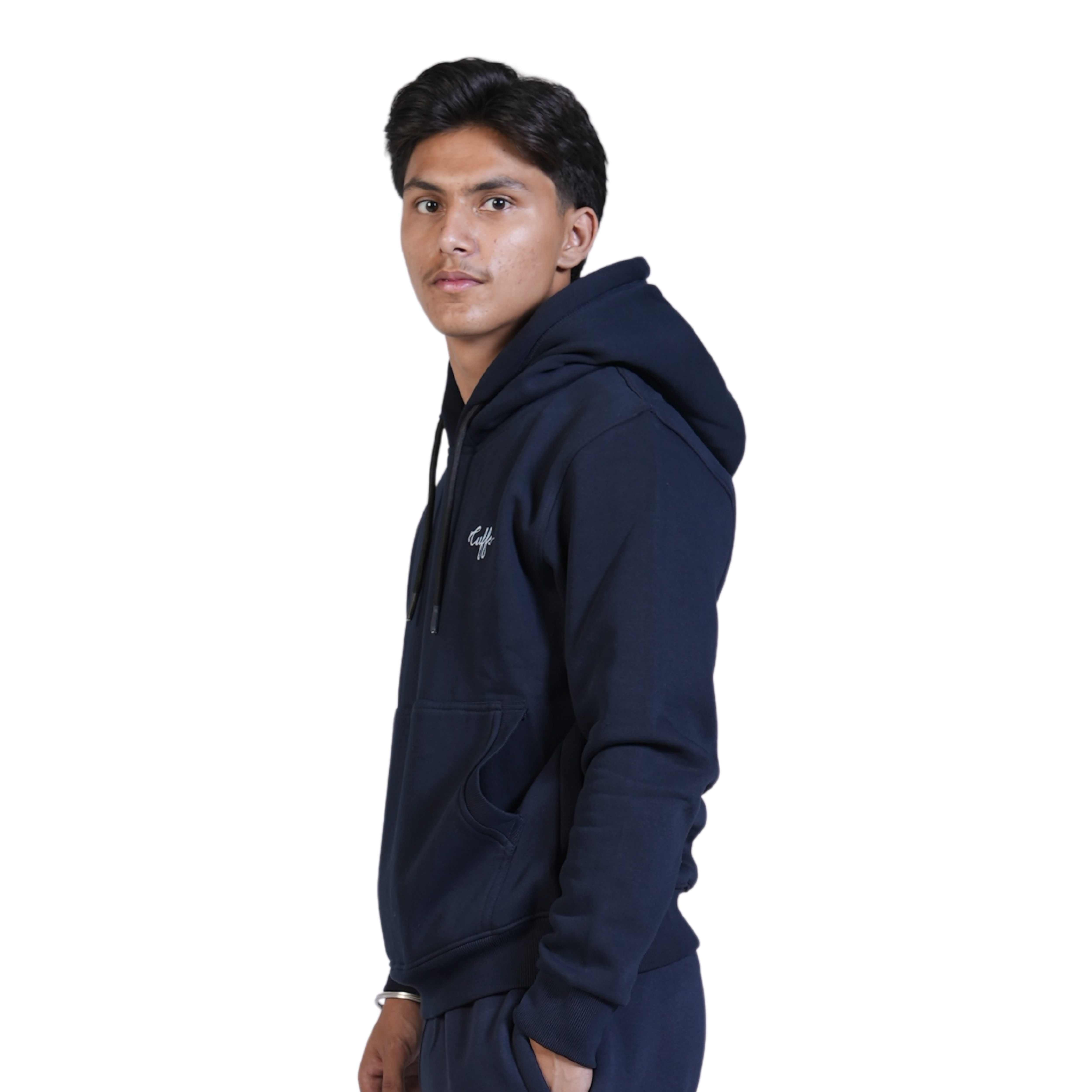 Cuffs Premium Men's Hoodie – Navy | 100% Cotton Fleece, Warm and Stylish