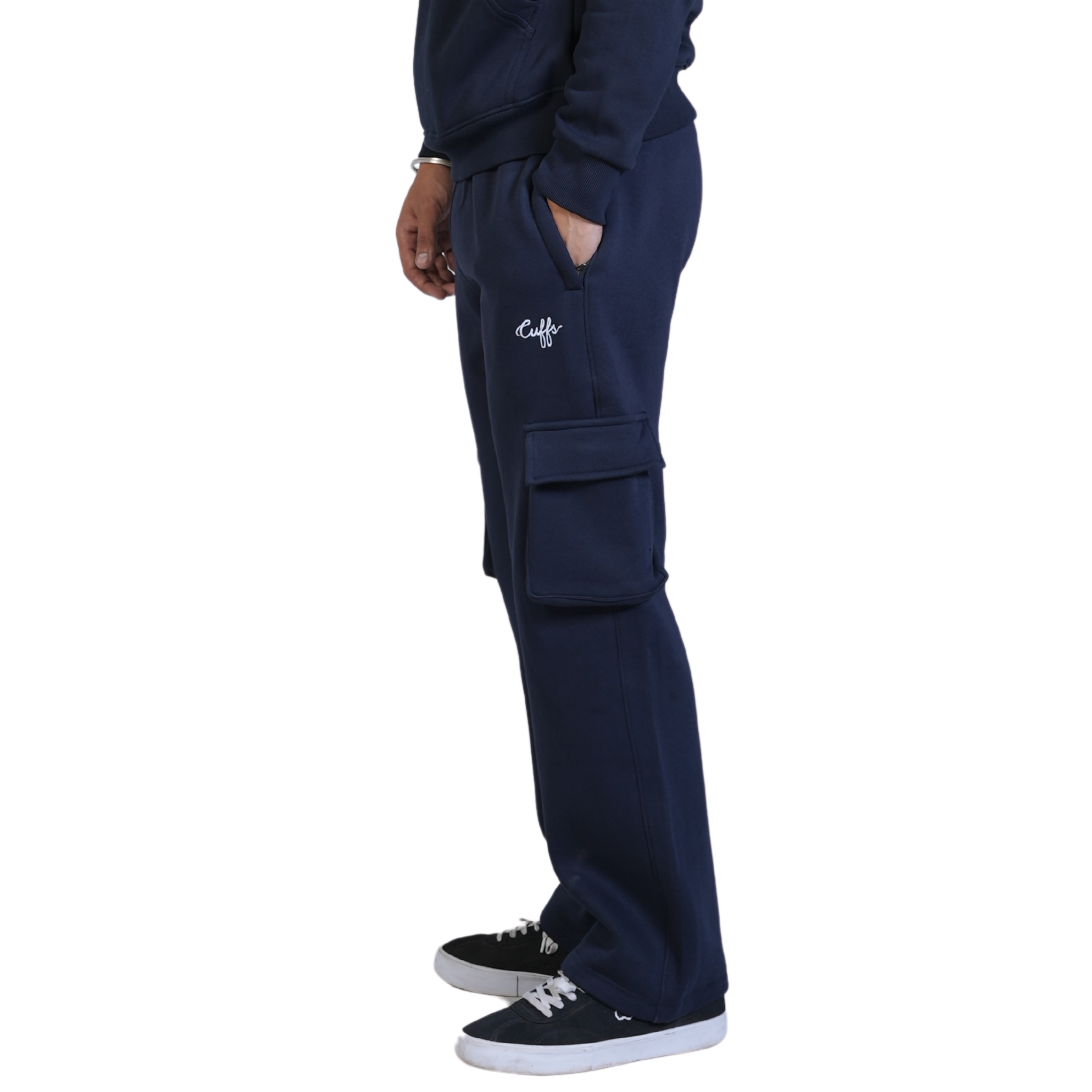 Cuffs Premium Men's Cargo Lower – Navy | 100% Cotton Fleece, Functional and Stylish