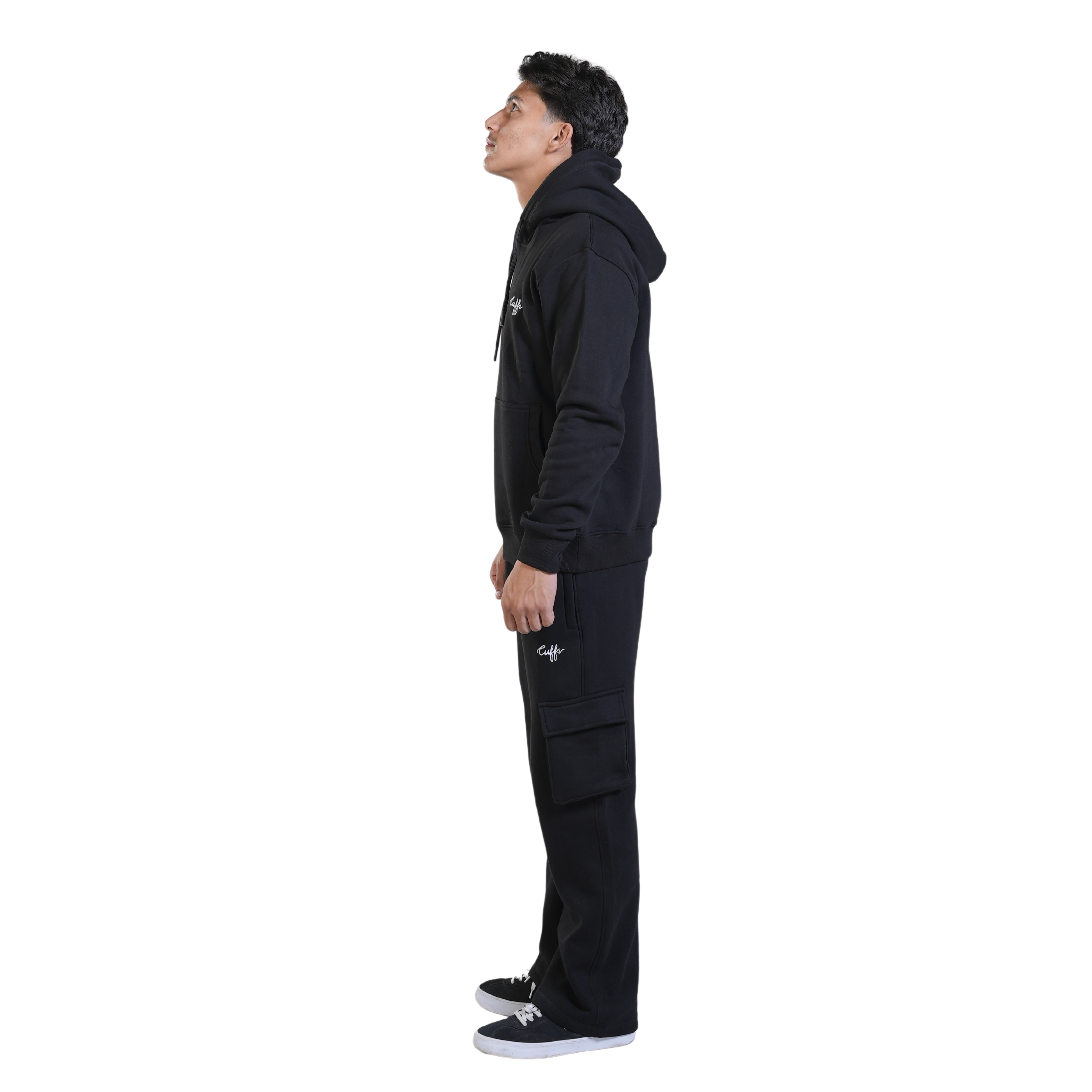 Cuffs Premium Men's Cargo Lower – Black | 100% Cotton Fleece, Functional and Stylish