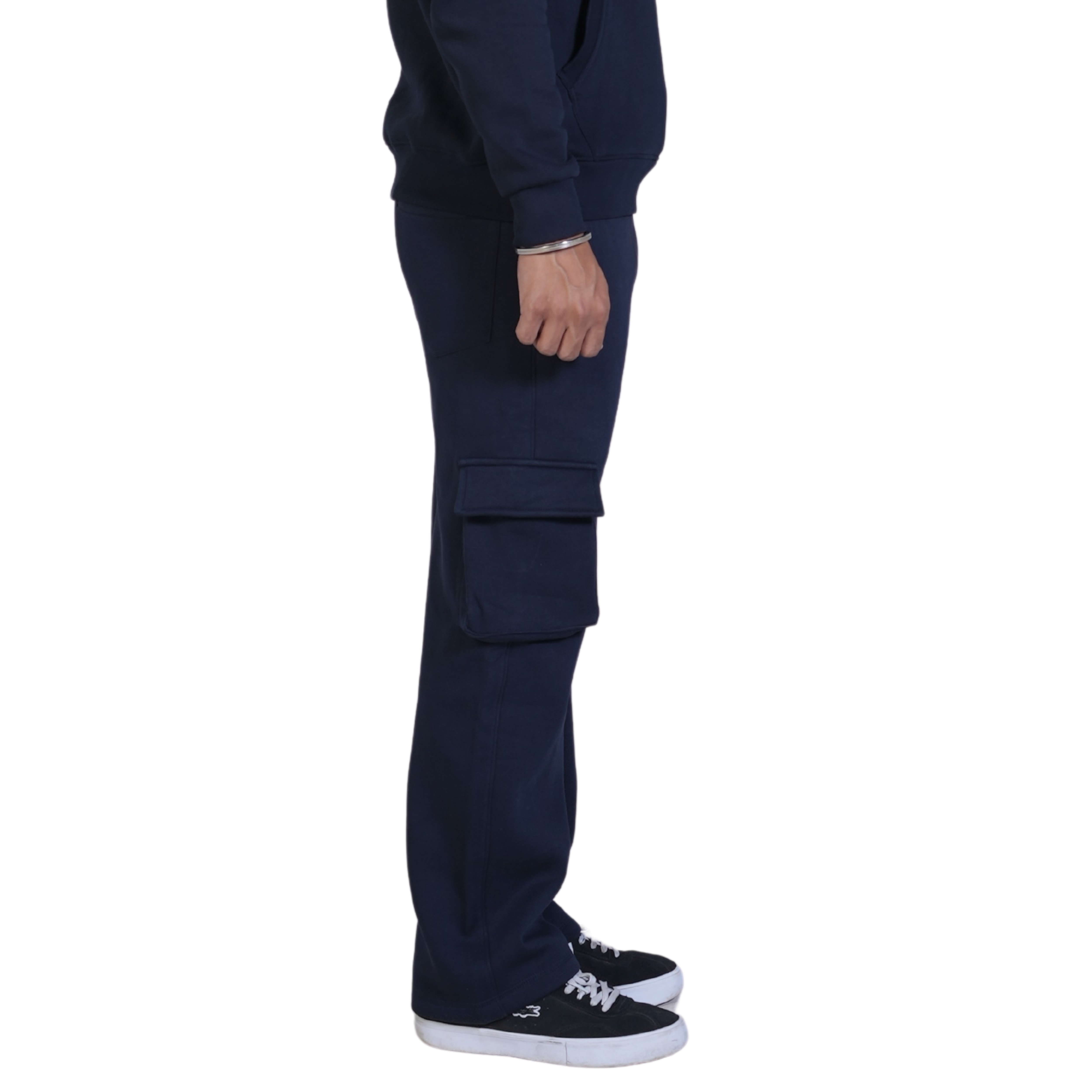 Cuffs Premium Men's Cargo Lower – Navy | 100% Cotton Fleece, Functional and Stylish