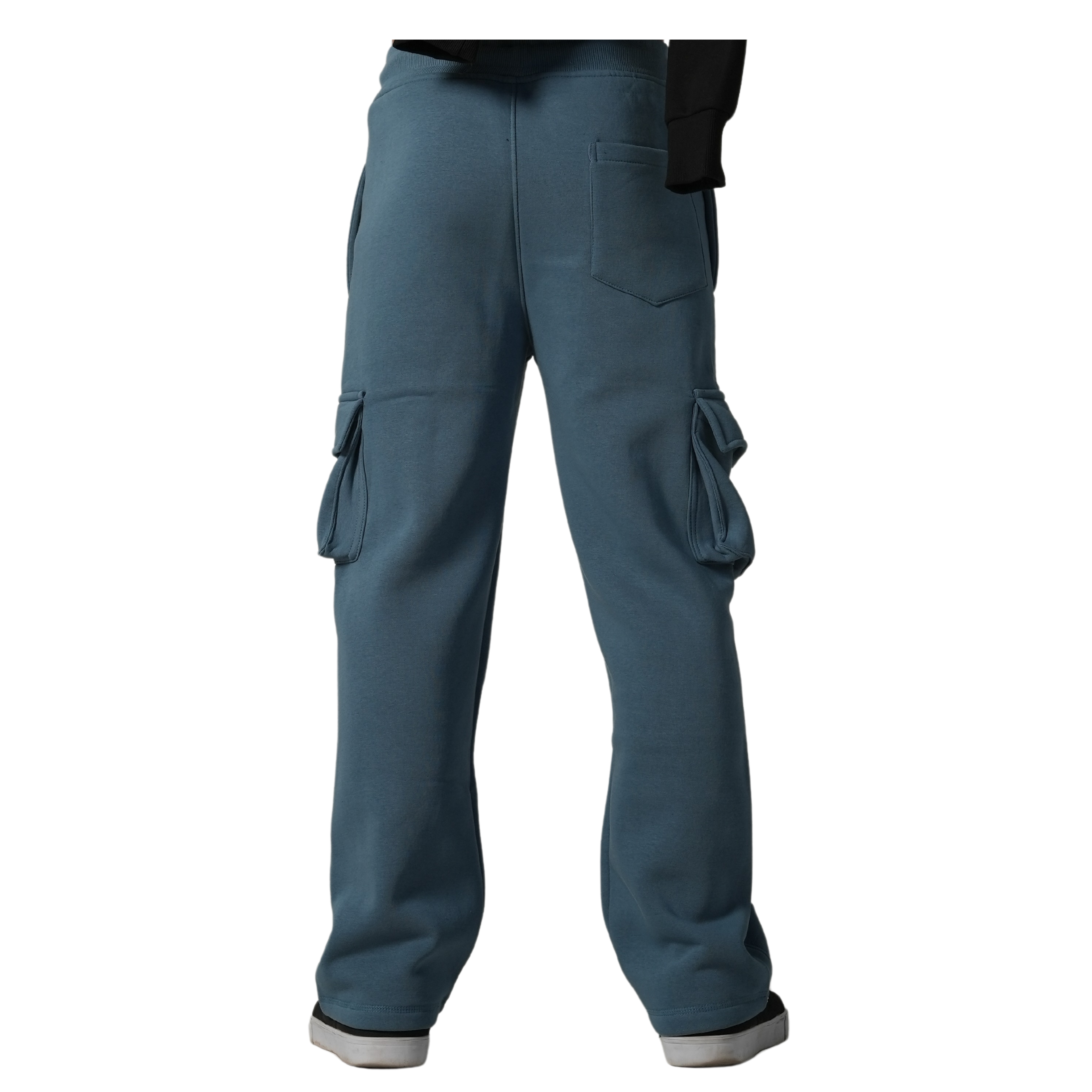 Cuffs Premium Men's Cargo Lower – Dusty Blue | 100% Cotton Fleece, Functional and Stylish