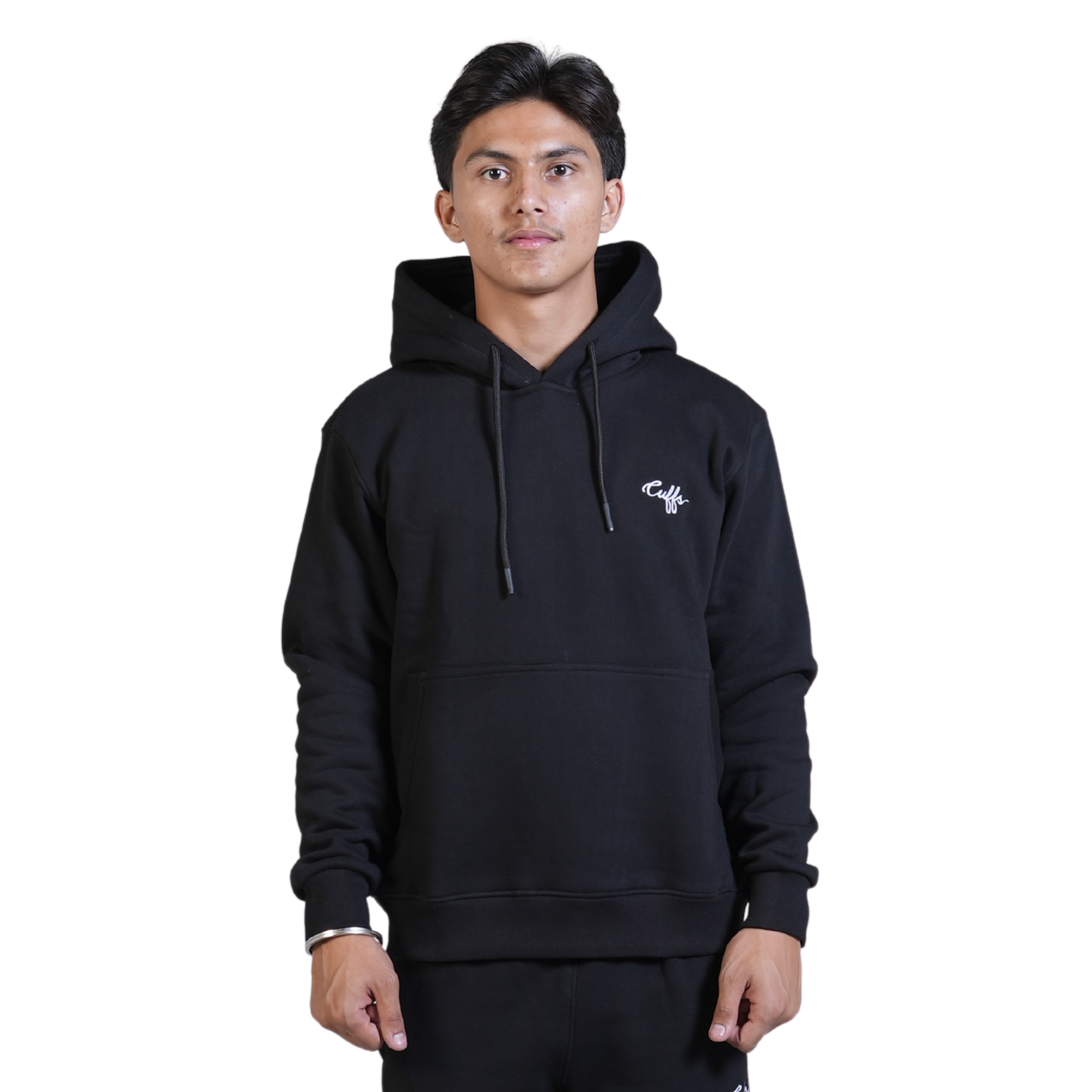 Cuffs Premium Men's Hoodie – Black | 100% Cotton Fleece, Warm and Stylish