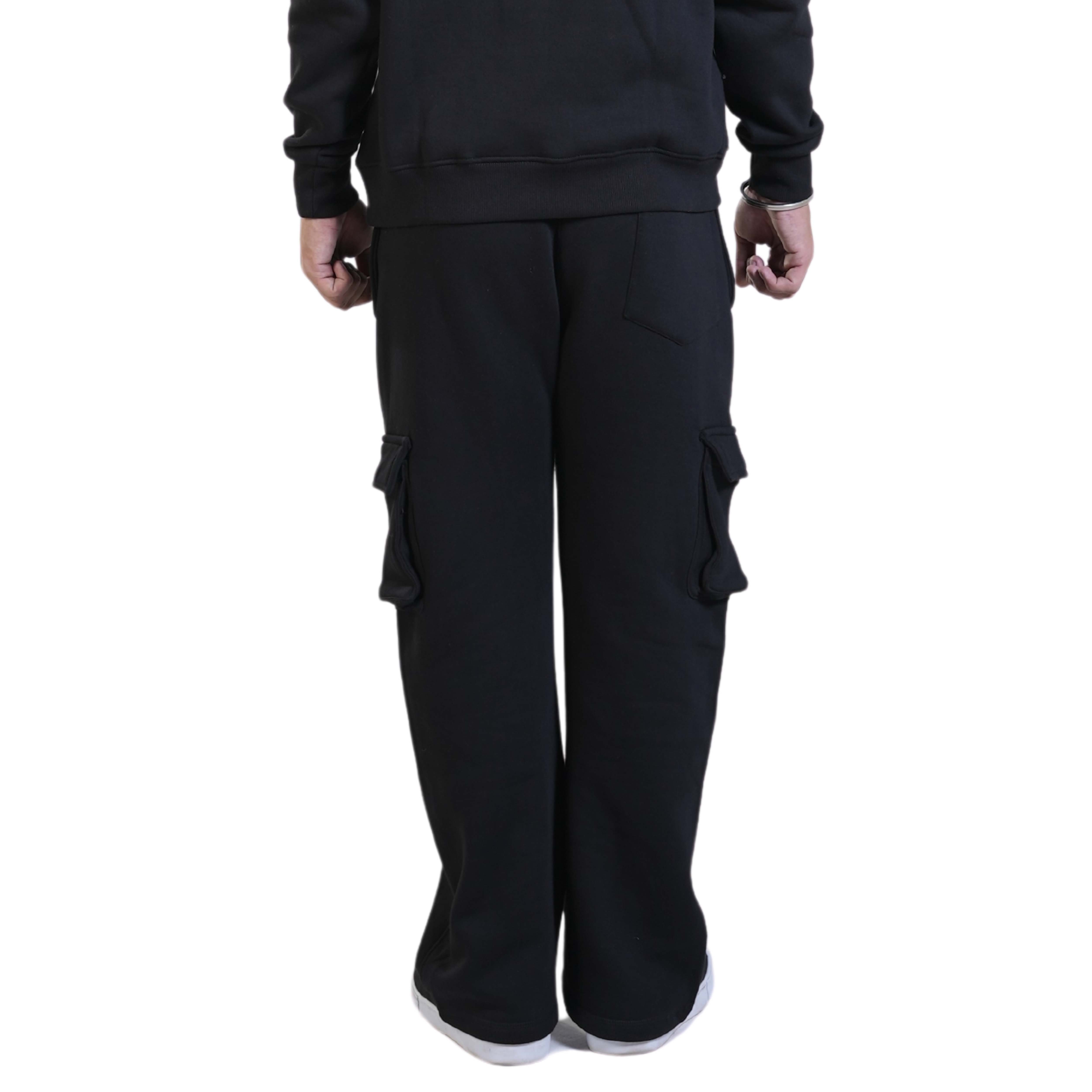 Cuffs Premium Men's Cargo Lower – Black | 100% Cotton Fleece, Functional and Stylish