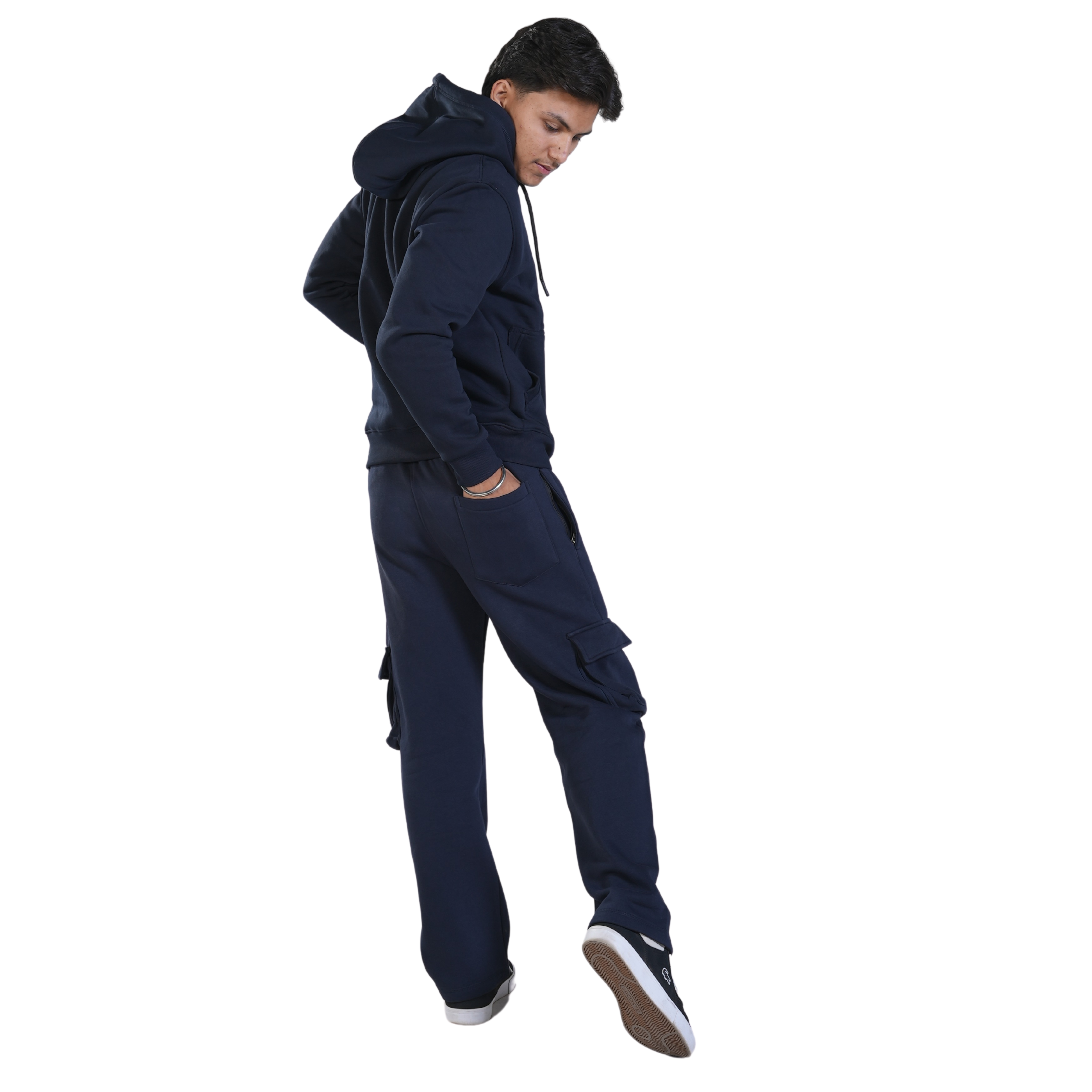 Cuffs Premium Men's Cargo Lower – Navy | 100% Cotton Fleece, Functional and Stylish