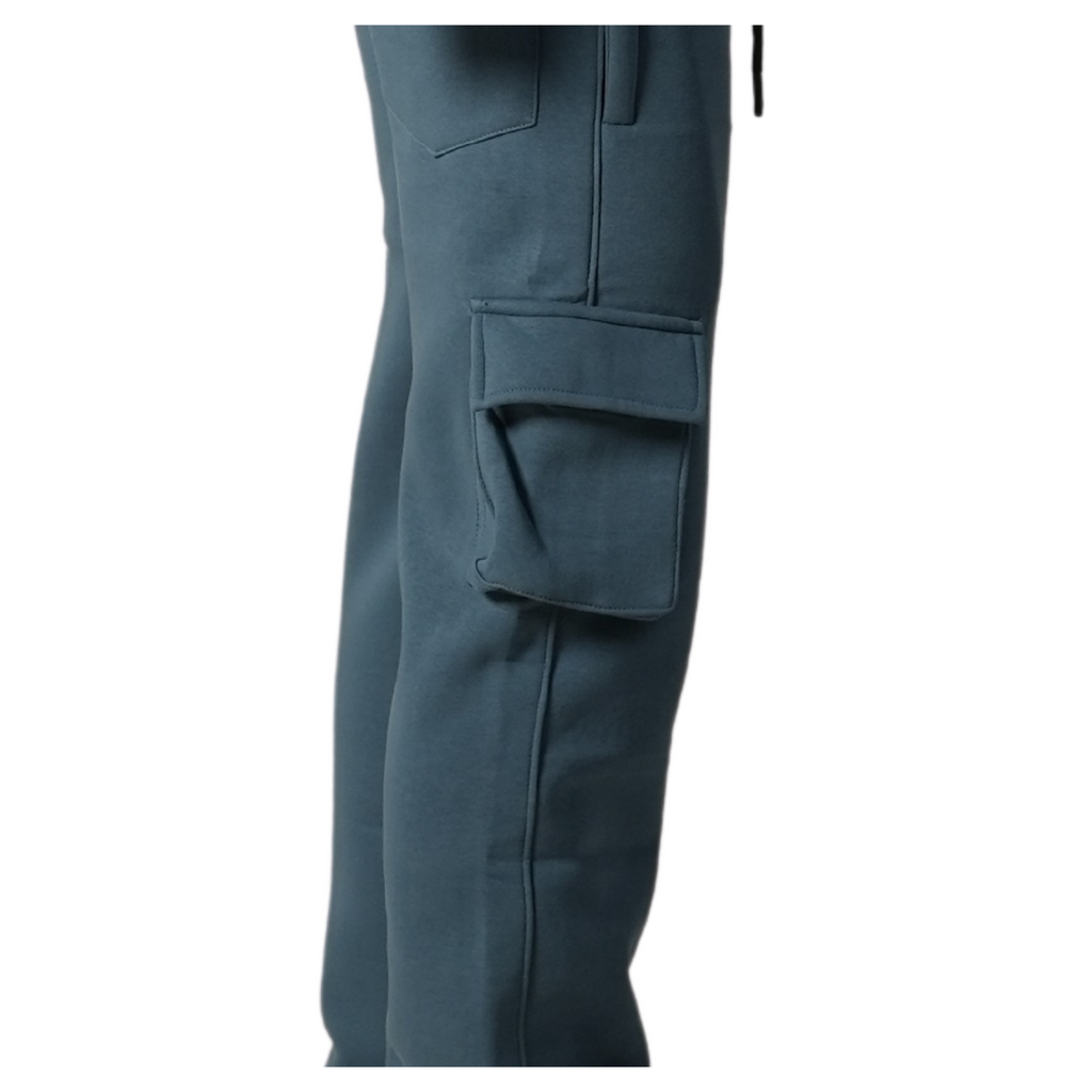 Cuffs Premium Men's Cargo Lower – Dusty Blue | 100% Cotton Fleece, Functional and Stylish
