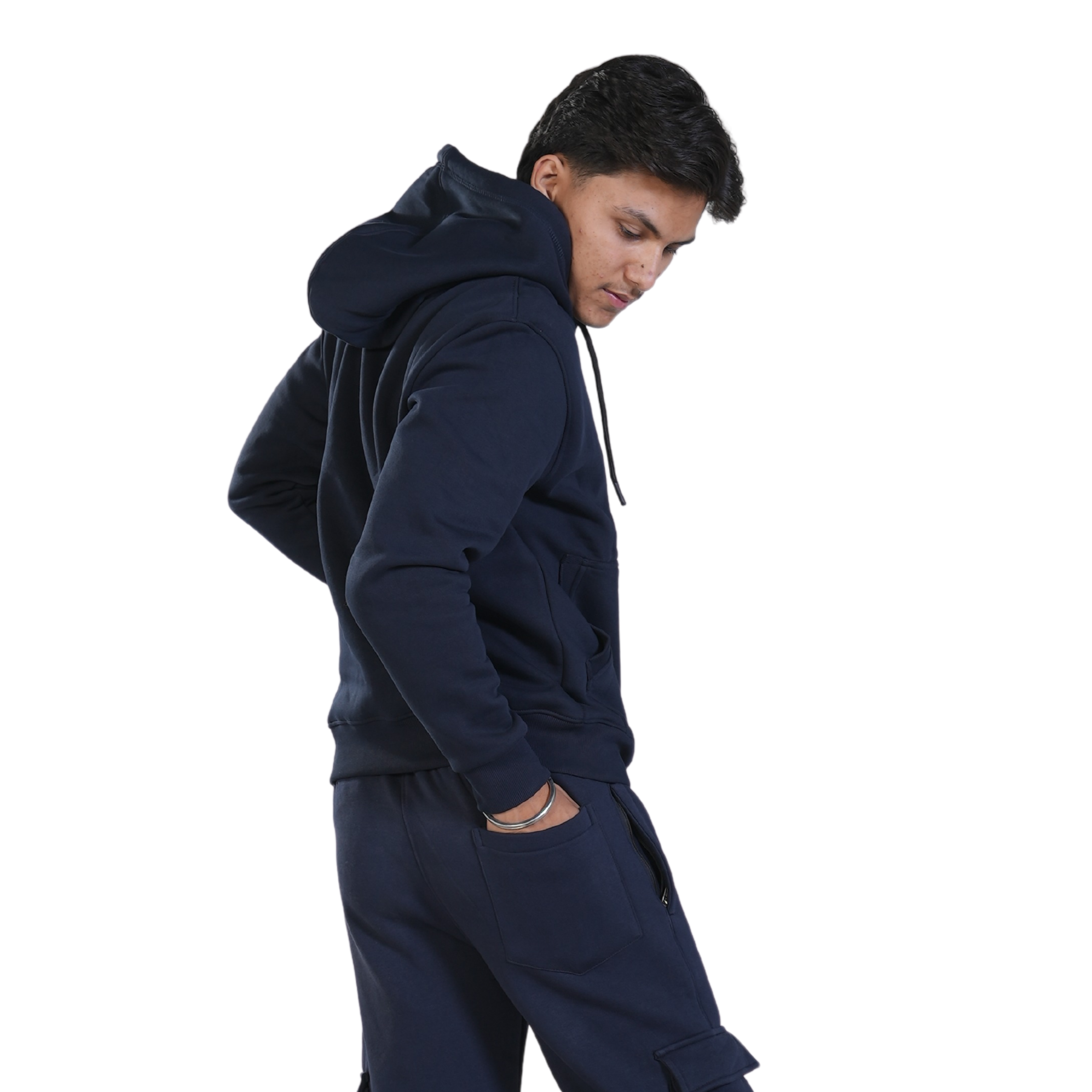 Cuffs Premium Men's Hoodie – Navy | 100% Cotton Fleece, Warm and Stylish