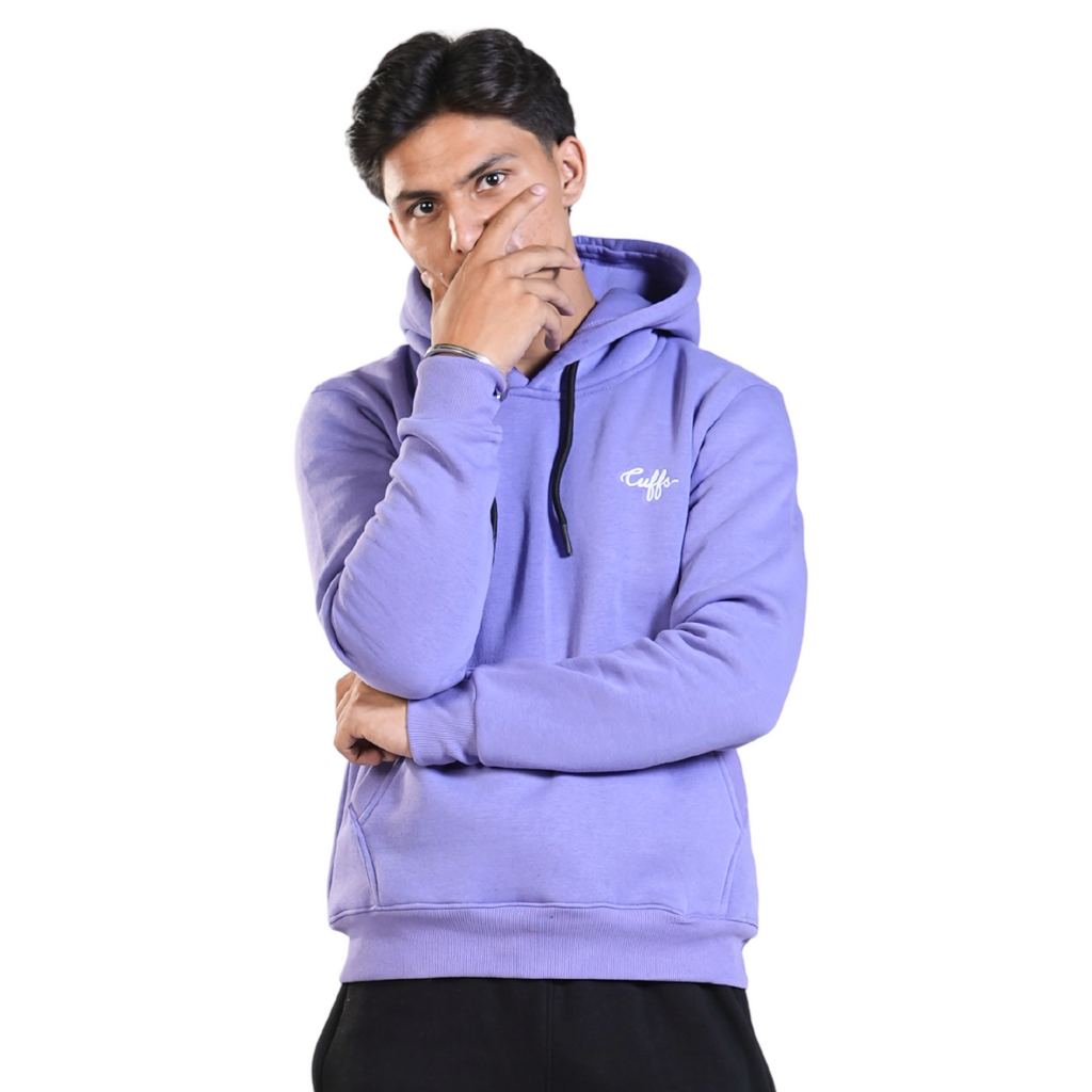 Cuffs Premium Men's Hoodie – Lavender | 100% Cotton Fleece, Warm and Stylish