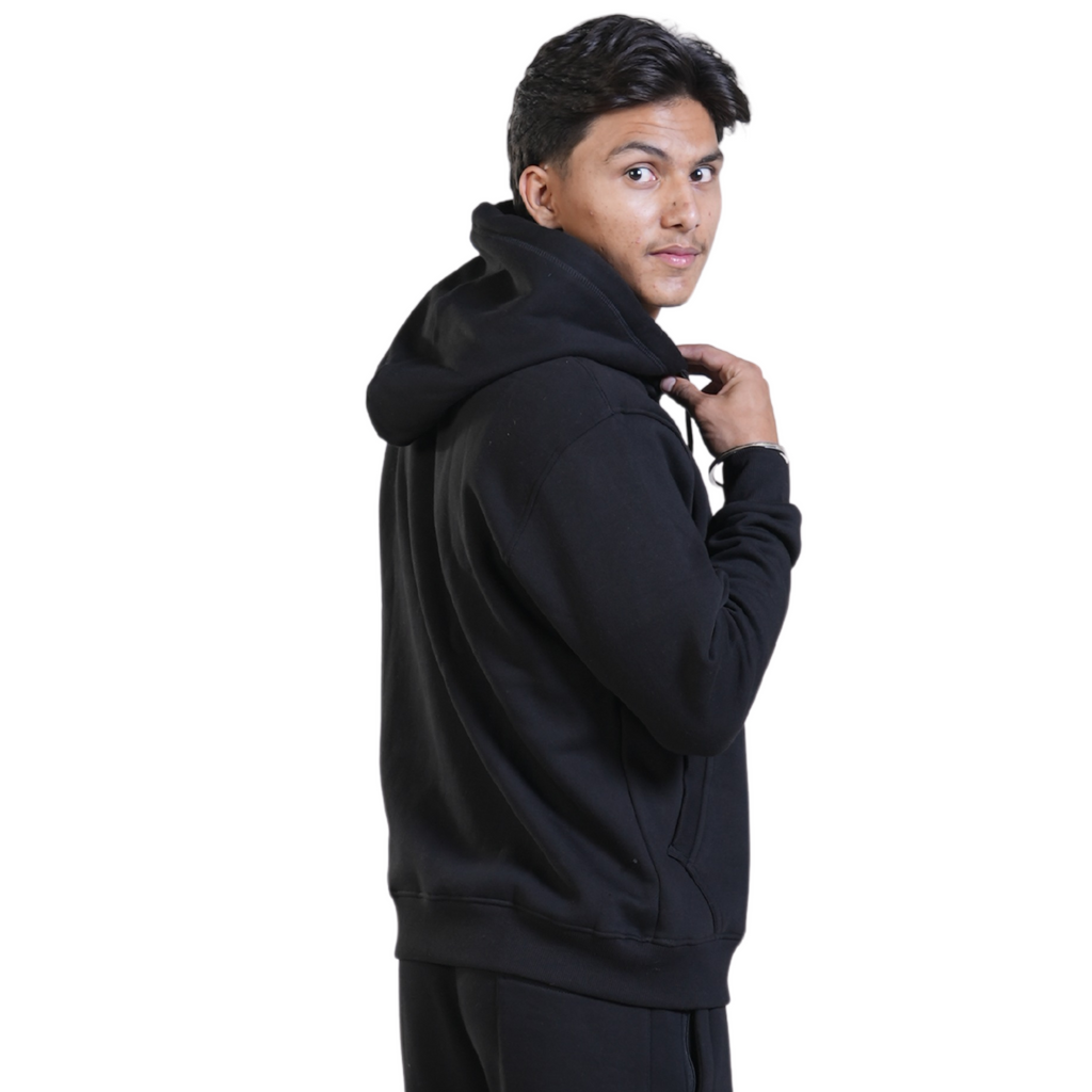 Cuffs Premium Men's Hoodie – Black | 100% Cotton Fleece, Warm and Stylish