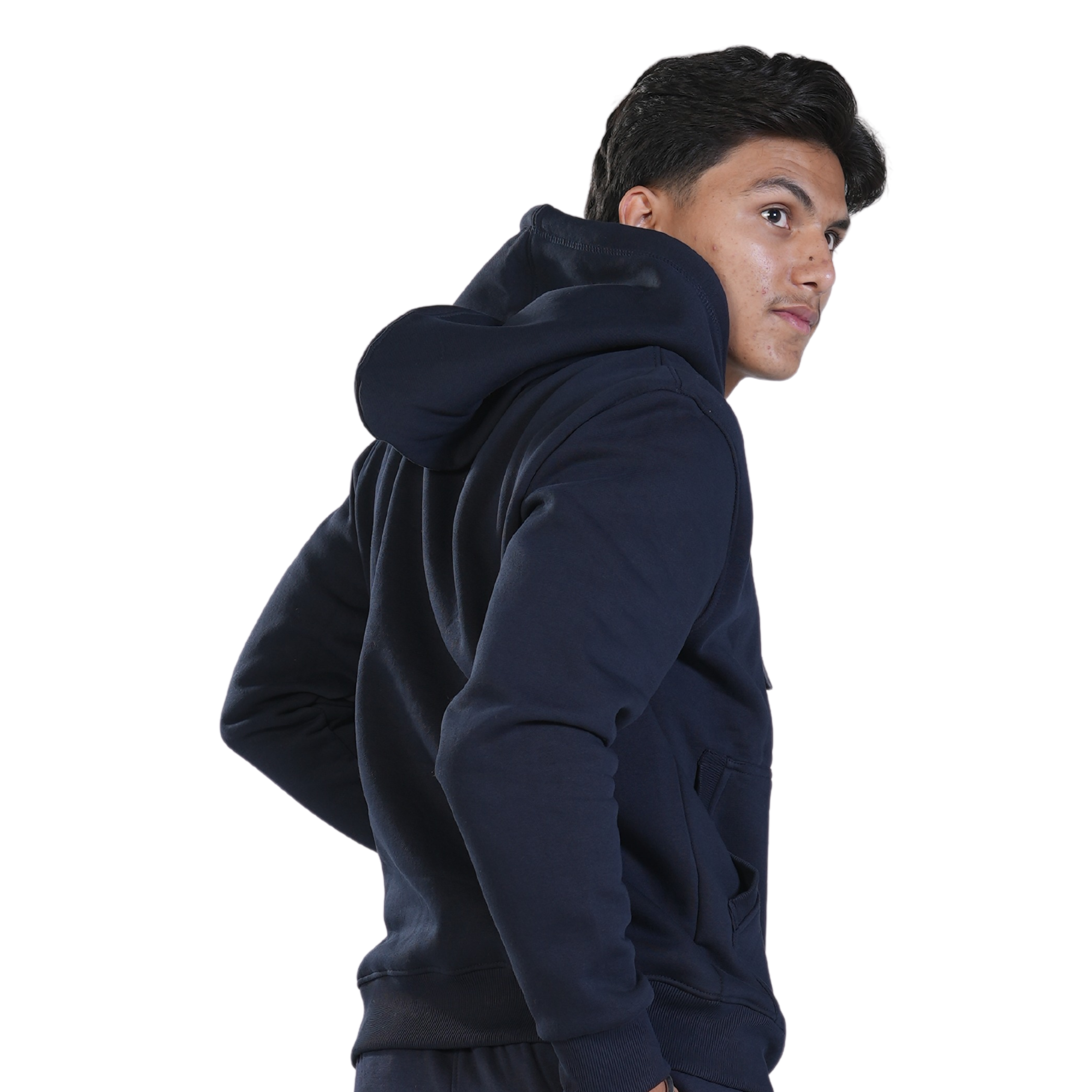 Cuffs Premium Men's Hoodie – Navy | 100% Cotton Fleece, Warm and Stylish