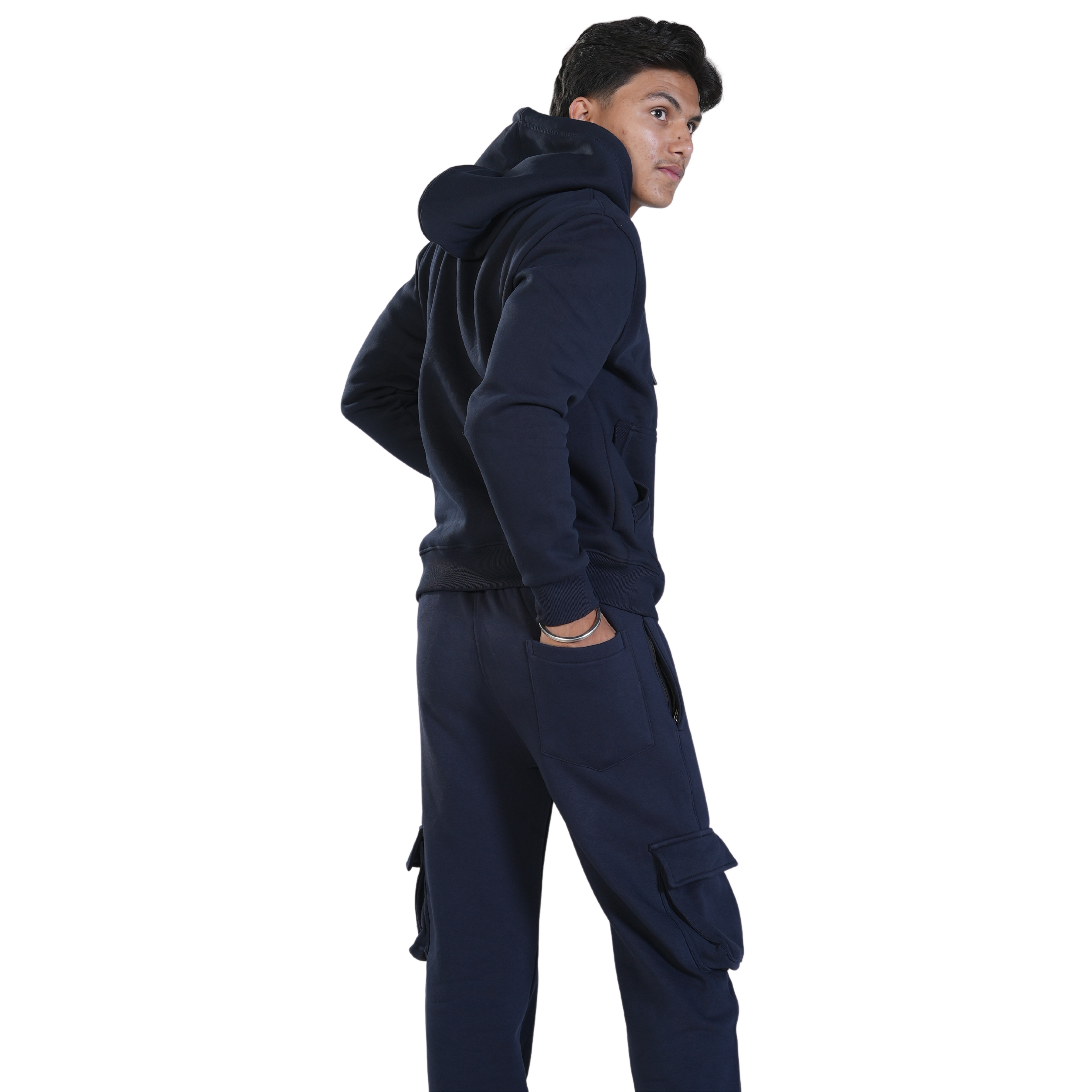 Cuffs Premium Men's Cargo Lower – Navy | 100% Cotton Fleece, Functional and Stylish