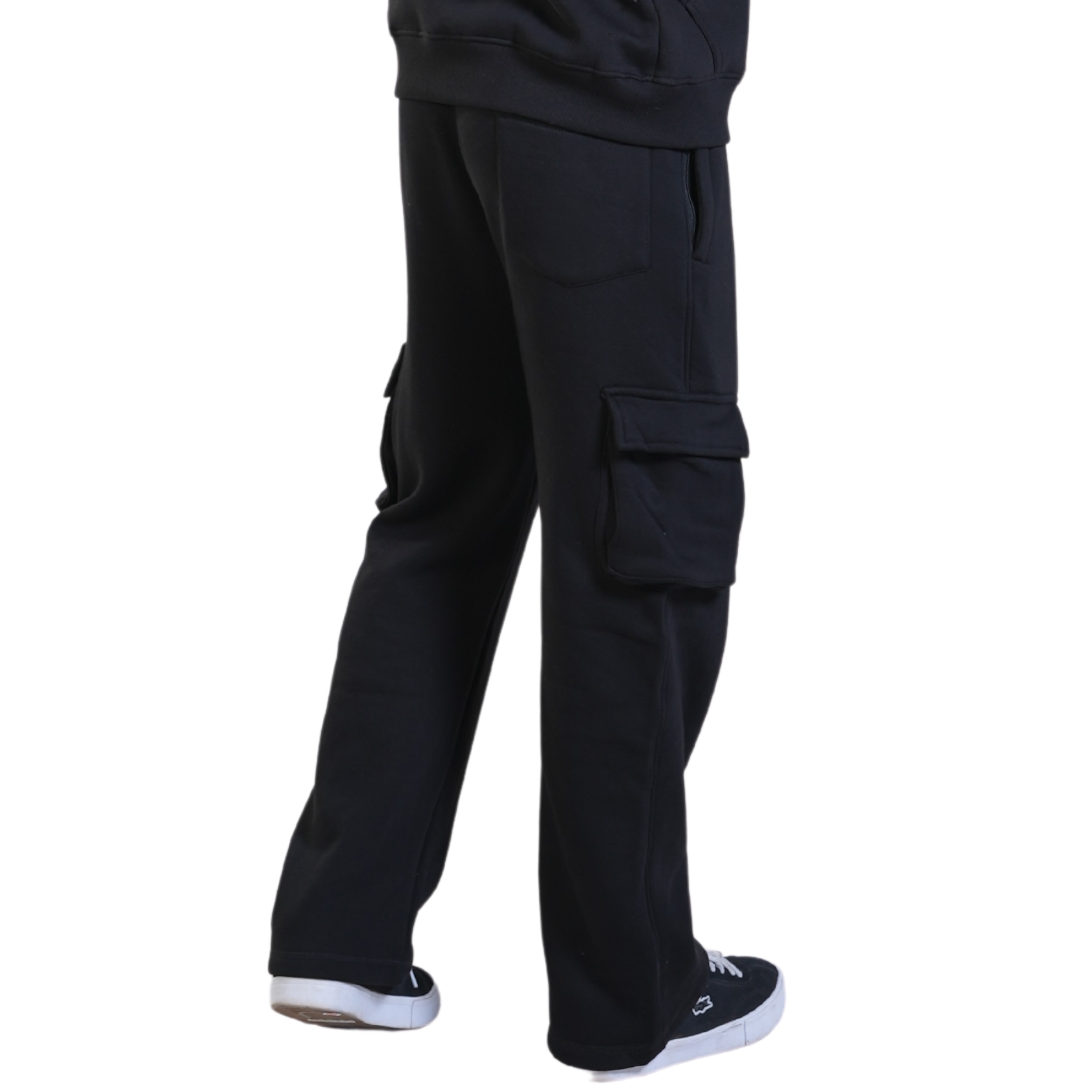 Cuffs Premium Men's Cargo Lower – Black | 100% Cotton Fleece, Functional and Stylish