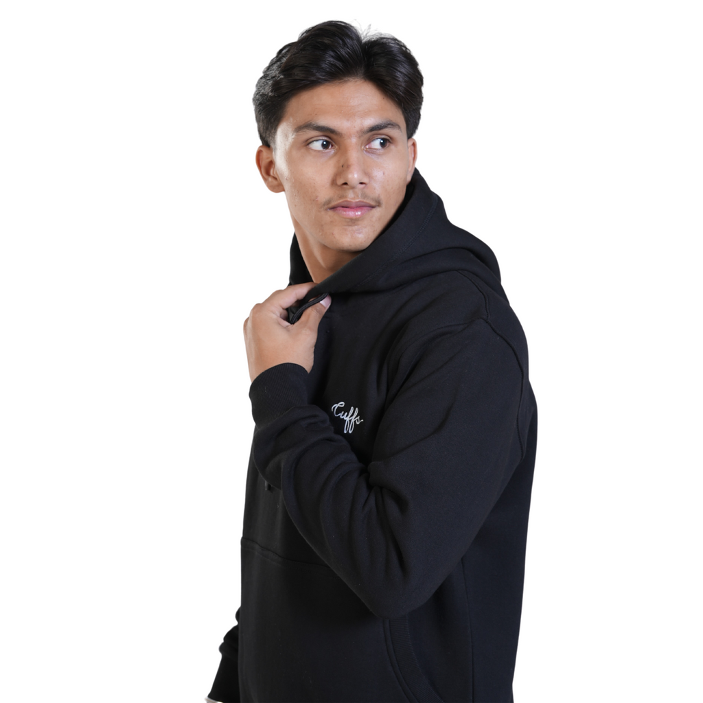 Cuffs Premium Men's Hoodie – Black | 100% Cotton Fleece, Warm and Stylish